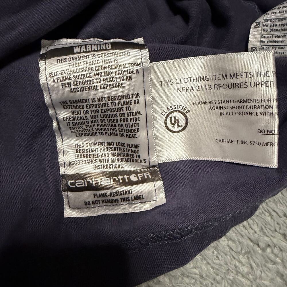 Carhartt Shirt Mens XXL Tall Fire Resistant Loose Fit Blue Pocket Long sleeve - Picture 7 of 8
